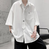 Wiaofellas Summe Thin Solid Short Sleeve Shirt Male Loose Casual Shirts with Tie Set Men Japanese Student College Style DK Uniform Tops