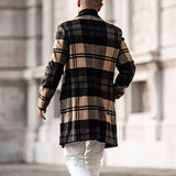 Wiaofellas Autumn Winter Fashion Men's woolen Coats Solid Color Single Breasted Lapel Long Coat Jacket Casual Overcoat Casual Trench