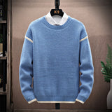 Wiaofellas Spring Autumn New Men's Sweater Trend Thickened Fashion Handsome Sweater Youth Student Knit Solid Color Warm Pullover Top
