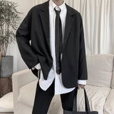 Wiaofellas Grey Black Blazer Men Fashion Social Mens Dress Jacket Korean Business Suit Jacket Mens Office Formal Blazer Solid Color S-XL