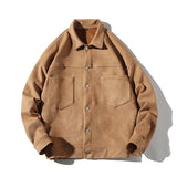 Wiaofellas Spring Suede Jacket Men Fashion 3-color Retro Pocket Casual Jackets Mens Streetwear Korean Loose Bomber Jacket Men Outwear S-4XL