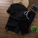 Wiaofellas Retro Chinese Style Zen Tea Shirts Pants Kung Fu Uniform  Medieval Viking Fashion Casual T-shirt Trousers Tang Suit Men Sets