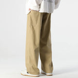 Wiaofellas Men's Workwear Wide Leg Pants Cotton Men Spring Autumn Classic Fashion Bagy Straight Casual Pants Male Drapery Khaki Grey