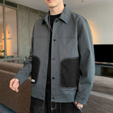 Wiaofellas Gray Green, Black, Dark Gray, Spring And Autumn New Lapel Jacket Men's Slim Top Men's Casual Thin Coat 4XL