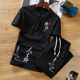 Wiaofellas Retro Chinese Style Zen Tea Shirts Pants Kung Fu Uniform  Medieval Viking Fashion Casual T-shirt Trousers Tang Suit Men Sets