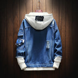 Wiaofellas Men's Denim Jacket Hoodies Oversized Women Jackets Hip Hop Windbreaker Jean Men Hooded Coats Streetwear Winter Autumn Men Jacket