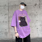 Wiaofellas Old Short Sleeve T-shirt Men's Summer American High Street Pure Cotton Half Sleeve T-shirt Fashion Label Clothing M-5XL