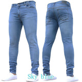 Wiaofellas Jeans Mens Skinny Blue Pencil Pants Popular Scratch Slim Denim Pants Autumn Hip-Hop Denim Trousers Men Fashion Streetwear Jeans