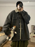 Wiaofellas Winter Coat Fleece Men's Thicken Casual Loose Handsome Lamb Velvet Jacket Harajuku Trend Cotton Padded Parkas Y2k Streetwear Top