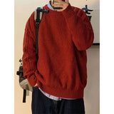 Wiaofellas Winter Men's Casual Retro Wool Sweaters Lazy Style Knitting Fashion Trend Coats Solid Color Round Neck Pullover M-2XL