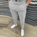 Wiaofellas New Summer Fashion Slim Pencil Pants 2023 New Arrival Mid Waist Button-up Solid Long Pants Men Clothing Casual Pockets Trouser