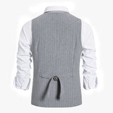 Wiaofellas Striped Vests Men Suit Vest Classic Black Business Vest Waistcoat Men Single Breasted Vests British Blazer for Men Sleeveless