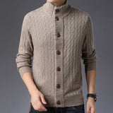 Wiaofellas Autumn and Winter Men's Knitwear Cardigan Jacket Trend Casual Thickened Sweater with Solid Color Button Knitted Sweater B143