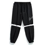 Wiaofellas Men's Fashion Detachable Trouser Leg Sports Pants Spring and Summer Tide Brand Two-wear Training Pants Jogging Pants Men