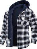 Wiaofellas Plaid Cotton Jacket with Hood, Men's Loose Fit Coat for Outdoor Activities