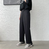 Wiaofellas summer new youth thin ice silk trousers straight loose casual slim fit drape nine-point pants black white gray
