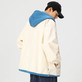 Wiaofellas Men's Spring Trendy Brand Hooded Jackets Street Style Fashion Vintage Tooling Coat Couple Harajuku Casual Men's Windbreaker