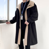 Wiaofellas Trench Coat Mens New Fashion Overcoat Men Casual Slim Fit Windbreaker Solid Long Coat Male Autumn Homme Black/Khaki
