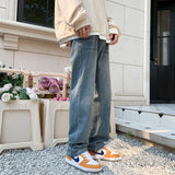 Wiaofellas Autumn Blue Baggy Jeans Men Fashion Casual Straight Jeans Streetwear Men Korean Style Loose Wide Legs Denim Pants Mens Trousers