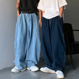 Wiaofellas Wide Leg Cargo Pants Streetwear Baggy Jeans New Spring Autumn Men Korean Jeans Loose Straight Male Brand Clothing Blue