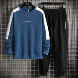 Wiaofellas Autumn Men Casual Sports Set Round Neck Tracksuit Fashion Sweatshirt and Sweatpants 2 Piece Sets Male Sportswear Outfit Set