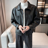 Wiaofellas Men's Jacket Motorcycle Men's Short Leather Jacket Streetwear Designer Clothing PU Leather Casual Leather Jacket