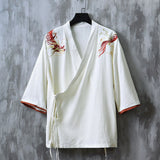 Wiaofellas Fashion Men's Dragon Embroidered Top Kimono Harajuku Japanese Samurai Costume Yukata Asian Costume Cardigan Jacket