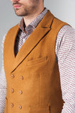 Wiaofellas Men's Vest Wool Double Breasted Formal Casual Business Waistcoat Slim Tailored Sleeveless Jacket Social Chaleco