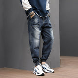 Wiaofellas Streetwear Fashion Ripped Jeans Men Retro Blue Loose Fit Casual Denim Cargo Pants Hombre Hip Hop Joggers Men Wide Leg Trousers