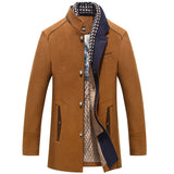 Wiaofellas Brand Men's Casual Jacket Winter Male Windbreaker Detachable Plaid Neckline Wool Blend Classic Middle Long Trench Coat