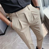Wiaofellas High Quality Elasticity Suit Pants Men Formal Business Office Social Dress Pants Slim Fit Casual Wedding Ankle Trousers Pantalon