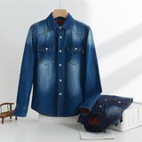 Wiaofellas Japanese Vintage Denim Shirt Men Spring and Autumn Pure Cotton Casual and Versatile Washed and Worn Shirt Jacket