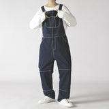 Wiaofellas New Baggy Jeans Men Suspender Cargo Pants Fashion Loose Denim Trousers Jumpsuit Bib Pants Japanese Unisex Pocket Overalls S-5XL
