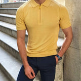 Wiaofellas Summer New Knitwear Men's T Shirts Slim Lapel Short-sleeved Polo Shirt Solid Color Casual Male Tops