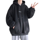 Wiaofellas Male Hoodie Coldproof Men Sweatshirt Pocket Male Hooded Fleece Lined Pullover Sweatshirt Daily Clothing