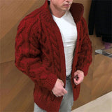 Wiaofellas Spring and Autumn New Men's Knitwear Solid Color Cardigan Long Sleeve Standing Neck Breathable Sweater Mens Casual Coat