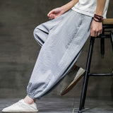 Wiaofellas Men Harajuku Harem Pants 2023 Mens Summer Cotton Linen Joggers Pants Male Vintage Chinese Style Sweatpants Fashions Size S-3XL