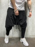 Wiaofellas Mens Clothing Men's New Hip-hop Trend Trousers European American Loose Solid Color Feet Street Sports Casual Harem Pants