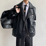 Wiaofellas Men's Shoulder Pad Baseball Pu Leather Motorcycle Jackets Clothing Russian Outerwear Loose Male Fashion Black Coats M-XL