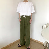 Wiaofellas Green Casual Pants Men Fashion Oversized Wide Leg Pants Men Streetwear Korean Loose Straight Pants Mens Trousers M-2XL