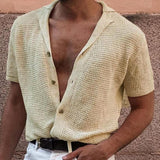 Wiaofellas Men's Knitwear Short Sleeve Polo Shirt Casual Lapel Button Cardigan Breathable Summer T Shirt M-3XL Luxury Clothing