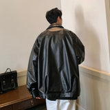 Wiaofellas Men's PU Leather Leather Jacket Fashion Trend Motorcycle Jackets Lapel Collar Outerwear Black/white Color Coats M-3XL