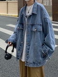 2022SS Denim Jacket Men's High Street Hip-hop Trainer Jacket Autumn Trend Streetwear All-match Preppy Oversize Punk Jeans Coat