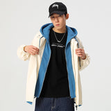 Wiaofellas Men's Spring Trendy Brand Hooded Jackets Street Style Fashion Vintage Tooling Coat Couple Harajuku Casual Men's Windbreaker