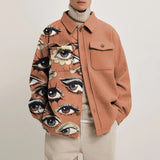 Wiaofellas Eyes Print Hipster Men Jackets Turn-down Collar Shirts Spring Autumn Fashion Cardigan Tops Casual Streetwear England Style