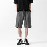 Wiaofellas Korean Men's Suit Shorts Summer New Loose Straight Ice Silk Shorts Fashion Large Casual Capris Black Grey Sports Pants 5XL