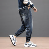 Wiaofellas Streetwear Fashion Ripped Jeans Men Retro Blue Loose Fit Casual Denim Cargo Pants Hombre Hip Hop Joggers Men Wide Leg Trousers