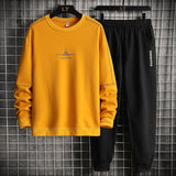 Wiaofellas Autumn Men Casual Sports Set Round Neck Tracksuit Fashion Sweatshirt and Sweatpants 2 Piece Sets Male Sportswear Outfit Set