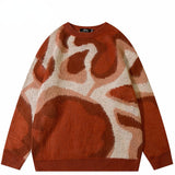Wiaofellas New Men's Street Sweater Vintage Abstract Pattern Hip Hop Knitted Sweater Fashion Brand Pullover Casual Sweater Sweater