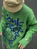 Wiaofellas Cartoon Conk Sheep Dark Men Women Sweater Korean Vintage Casual O-neck Punk Style Top Streetwear Harajuku Kawaii Ulzzang Sweater